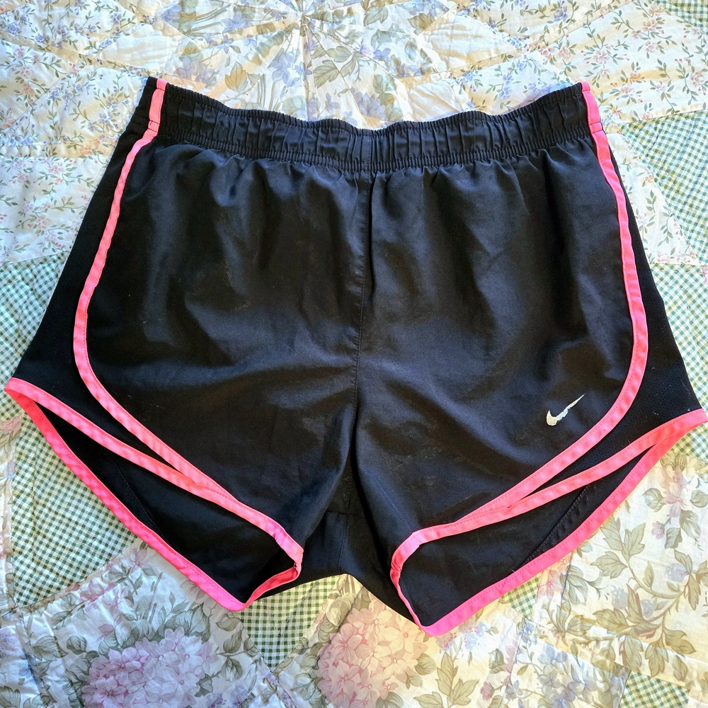 Nike Women's Black Shorts with Pink Trim